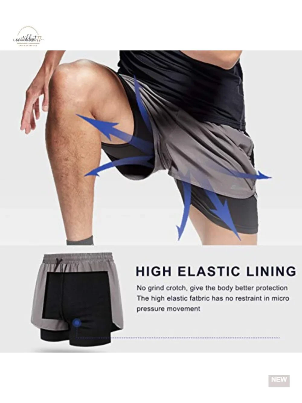 Men's 2 in 1 Running Shorts with Liner Quick Dry Athletic Workout Shorts, Slash